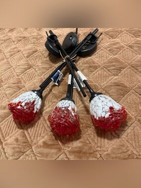 NEW Set of Three Outdoor Solar-Powered Garden Stake Light.